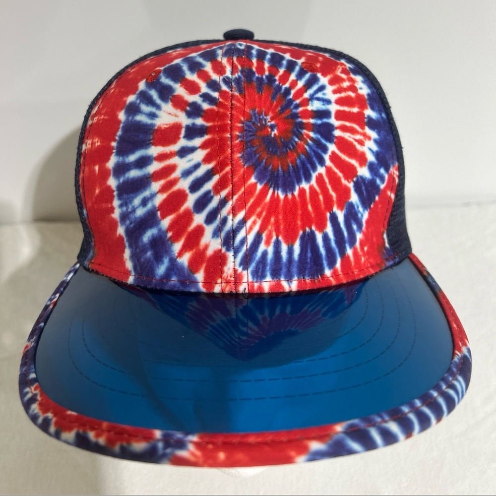 PIT BULL Tye Dye Navy Red Transparent PVC Snapback  Mesh Hat Cap. VERY NICE.